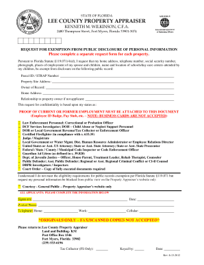 Florida Public Disclosure Exemption Request