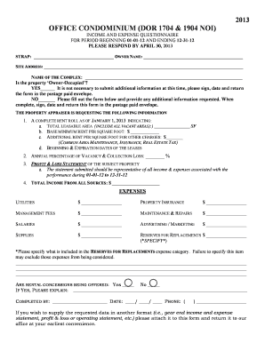 Florida Office Condominium Income Expense Questionnaire