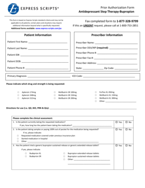 Antidepressant Step Therapy-Bupropion Form
