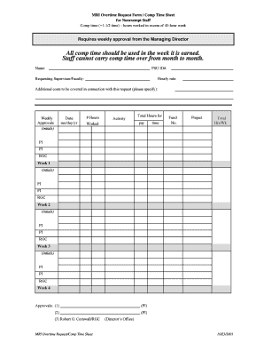 Overtime Request Form/Comp Time Sheet - research psu