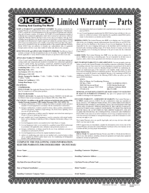 ICECO Limited Warranty Certificate