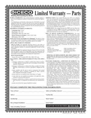 Limited Warranty Certificate for Parts