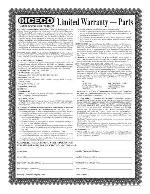 Limited Warranty Parts Agreement