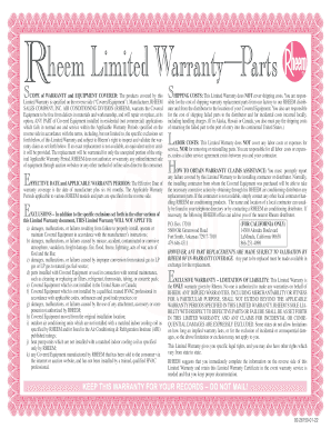 Rheem Limited Warranty Parts