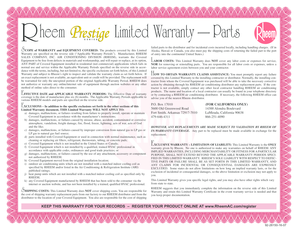 Rheem Limited Warranty