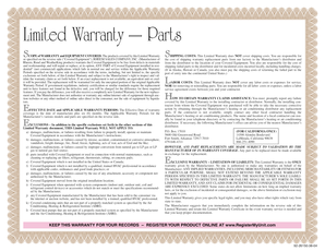 Rheem Limited Warranty Parts