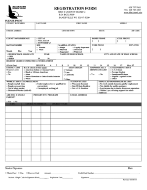 Blackhawk College Registration Form