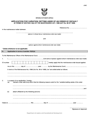 Application for Variation/Setting Aside of an Order by Default