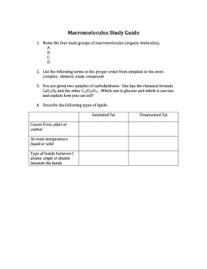Macromolecules Study Guide