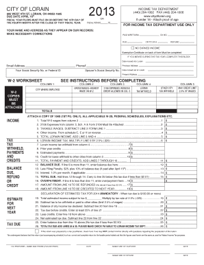 Lorain City Income Tax Return