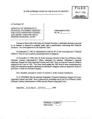 Arizona Defendant's Financial Statement Form