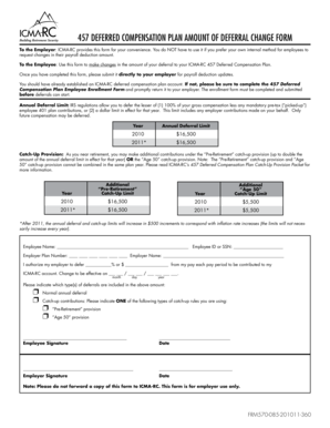 457 Deferred Compensation Plan Amount Deferral Change Form