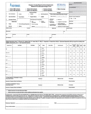 Clayton County Medical Enrollment Change Form