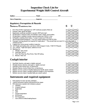 Inspection Check List for Amateur Built Aircraft