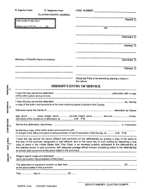 Georgia Summons and Service Form