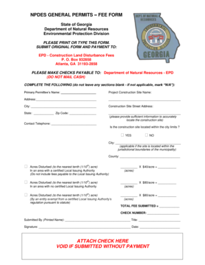 NPDES General Permits Fee Form