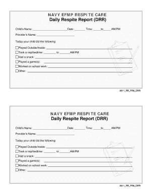 Navy EFMP Respite Care Daily Respite Report