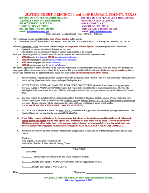 Texas Traffic Violation Plea Form