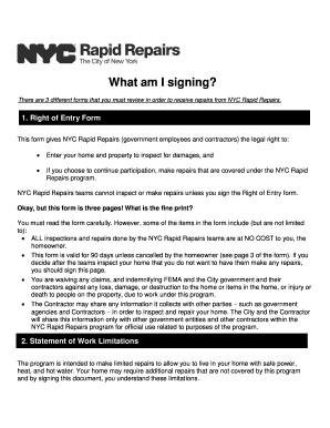 NYC Rapid Repairs Right of Entry Form