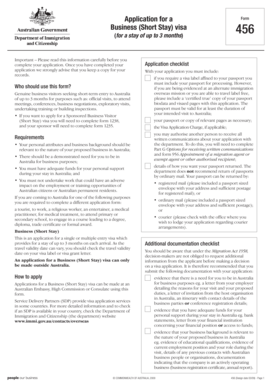 Australia Business Short Stay Visa Application Form 456