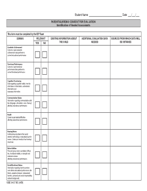 Parent Guardian Consent for Evaluation