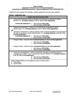 Florida Mold Related Services Licensure Application