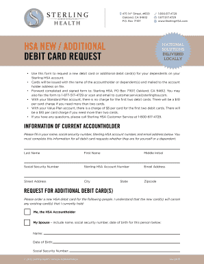 Sterling HSA Debit Card Request Form