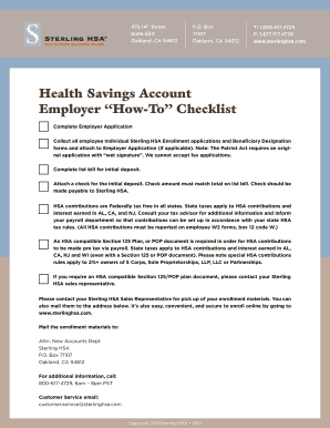 Health Savings Account Employer Application