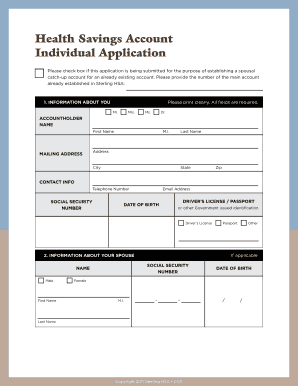 Health Savings Account Application Form