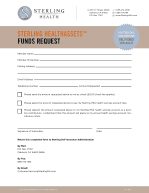 Sterling HSA Funds Request Form