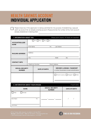 Sterling HSA Individual Application Form