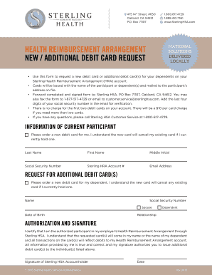 Sterling HRA Debit Card Request Form