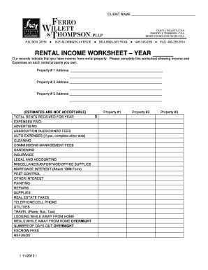 Rental Income Worksheet
