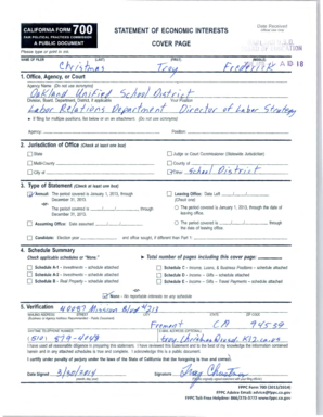 California Form 700 Statement of Economic Interests