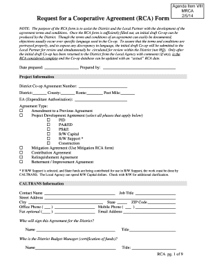 Ime letter sample - Request for a Cooperative Agreement (RCA) Form - mrca ca