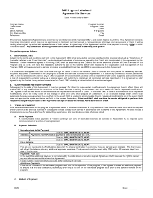 Agreement letter - dmc letterhead