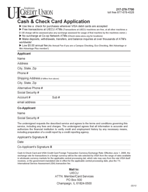 Cash & Check Card Application