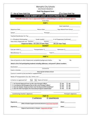 Memphis City Schools Field Trip Request Form