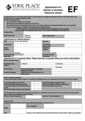 UK Director or Secretary Appointment Form