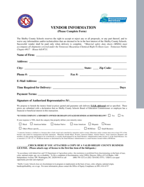Vendor Information Form