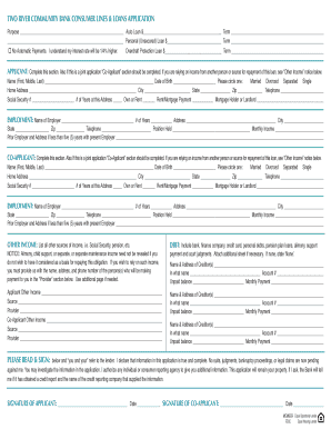 Two River Community Bank Consumer Loans Application