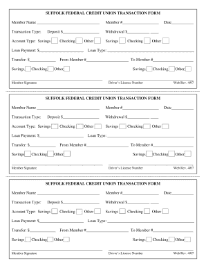 Suffolk Federal Credit Union Transaction Form