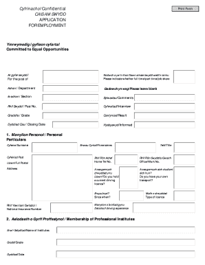 Welsh Employment Application Form