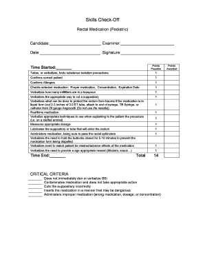 Pediatric Rectal Medication Check-Off Form