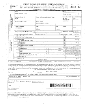 INDIAN INCOME TAX RETURN VERIFICATION FORM 'AX . -A: 4 ...