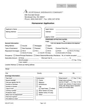 Homeowner Insurance Application Form