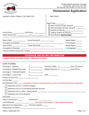 Dryden Mutual Homeowner Application