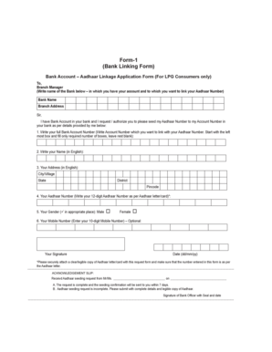 Bank Aadhaar Linking Form