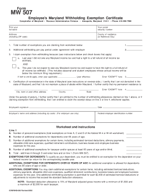 Maryland Withholding Exemption Certificate