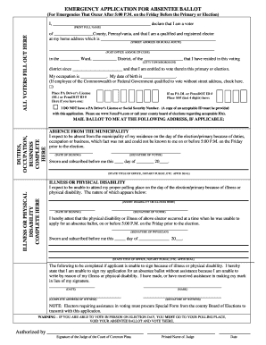 Emergency Application for Absentee Ballot